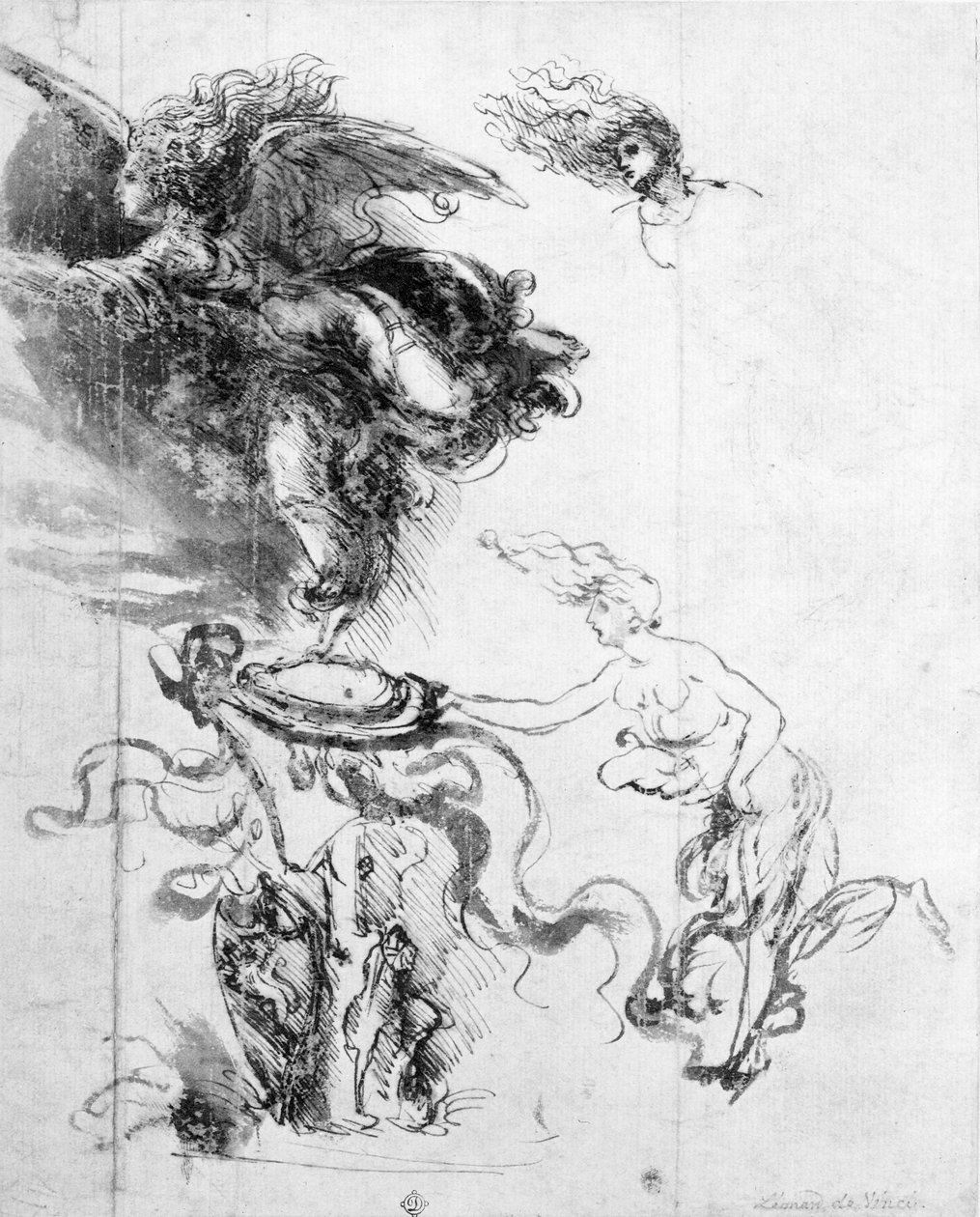 Silueta anděla (pero a inkoust na papíře) od Leonardo da Vinci