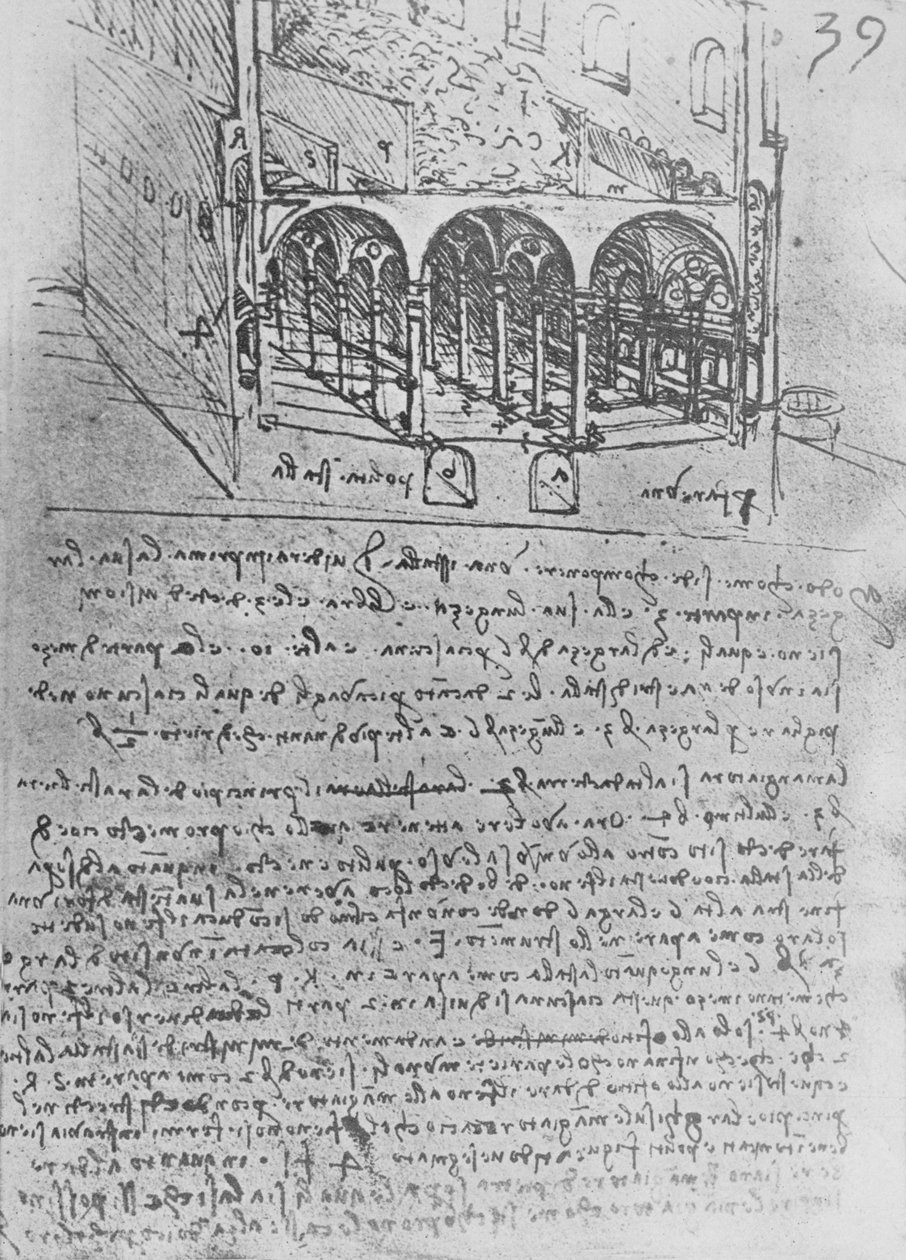 Sketch Design for a Stable, c1480 1945 od Leonardo da Vinci