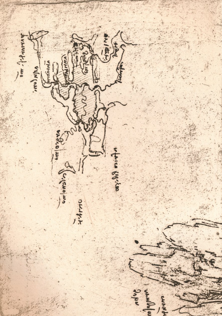 Náčrt mapy Arménie, c1472-c1519 1883 od Leonardo da Vinci