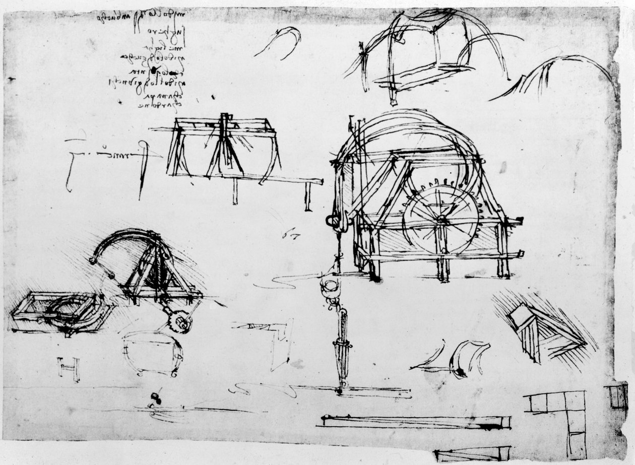 Náčrt zařízení pro věčný pohyb navržený Leonardem da Vincim, c1472-1519 od Leonardo da Vinci