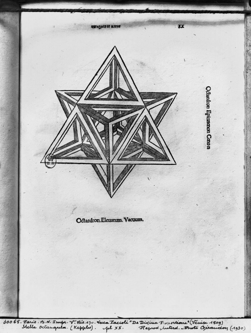 Osmihranná hvězda z filmu „The Divine Proportion“ od Lucy Pacioliho, vydaného roku 1509, Benátky od Leonardo da Vinci