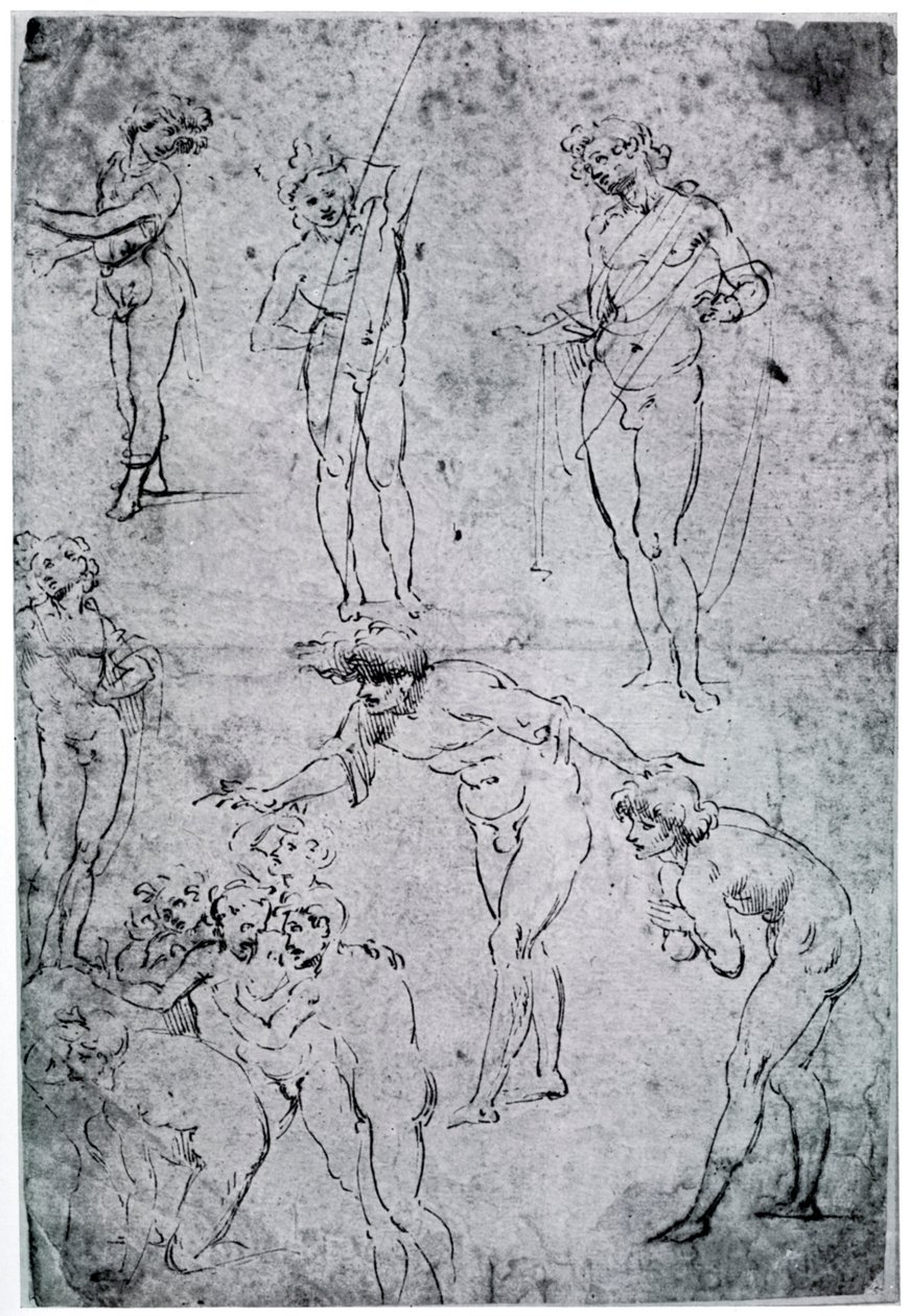 Studie ke Klanění tří králů, 15. století, 1954 od Leonardo da Vinci
