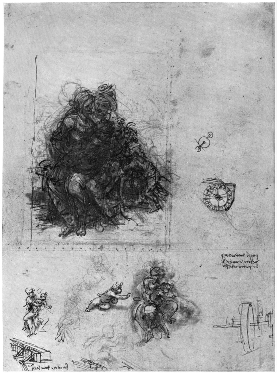 Studie pro Pannu a dítě se svatou Annou a Janem Křtitelem, 1503 1954. od Leonardo da Vinci