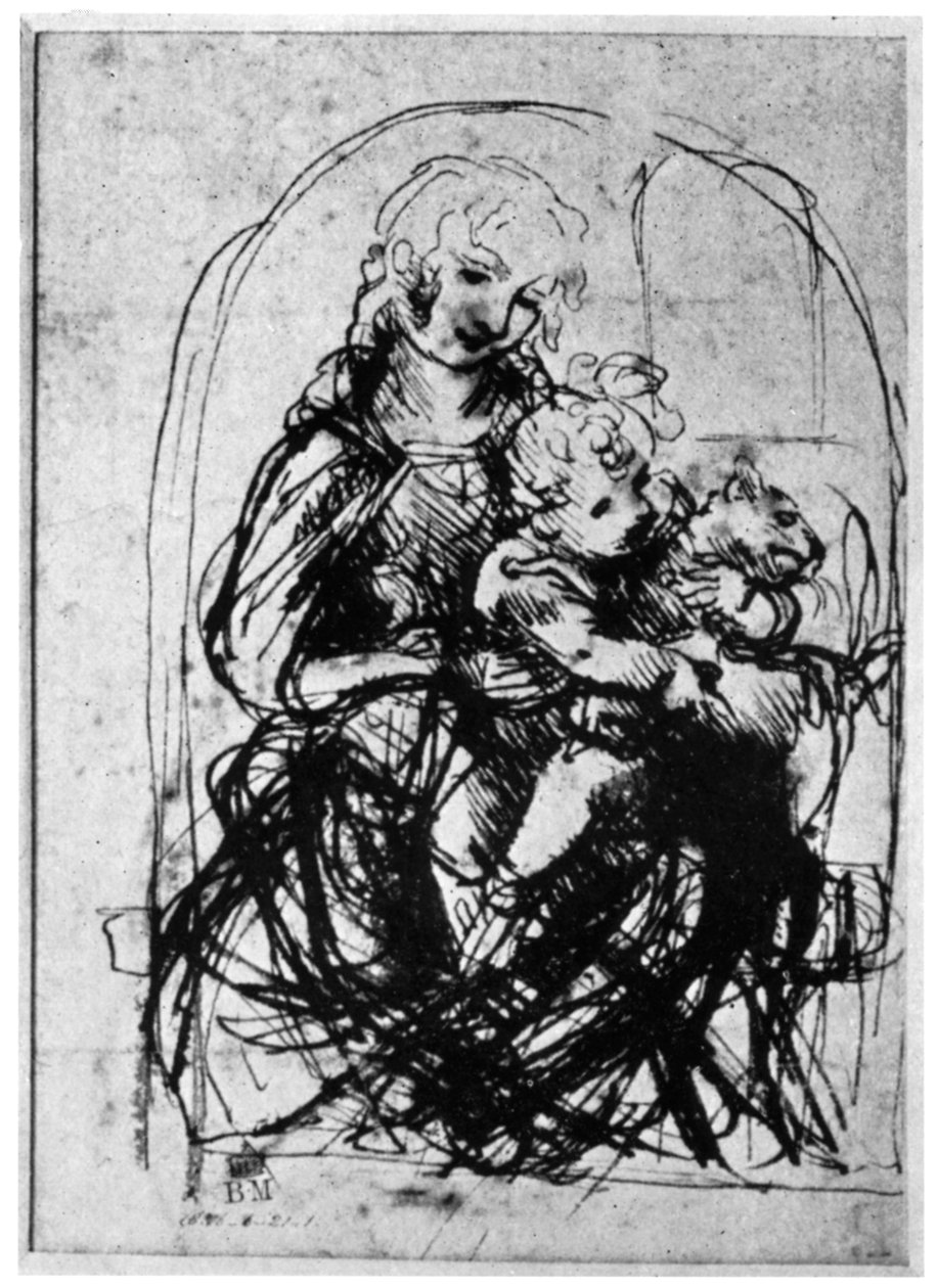 Studie pro Madonnu Del Gatto, 15. století 1930. od Leonardo da Vinci