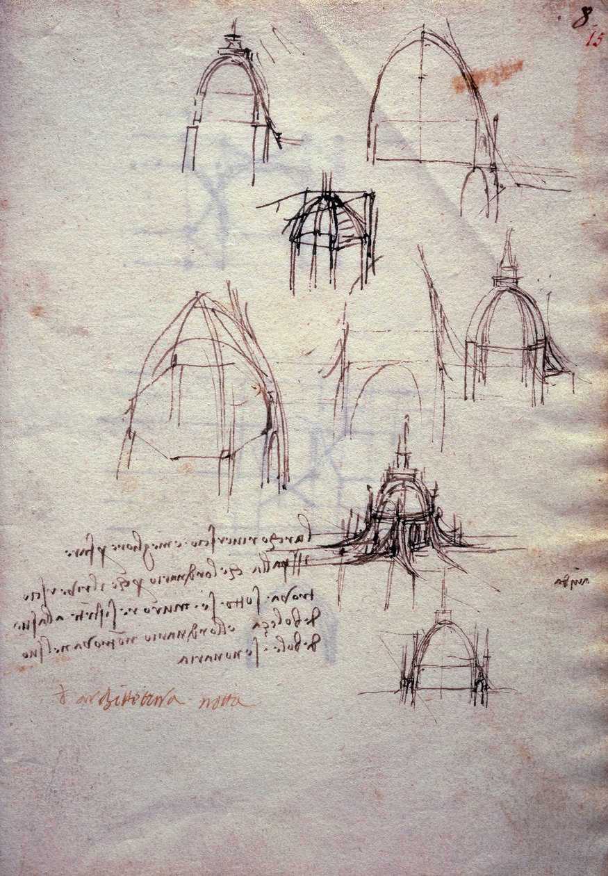 Studie pro lucernu katedrály, z Codex Trivulzianus od Leonardo da Vinci
