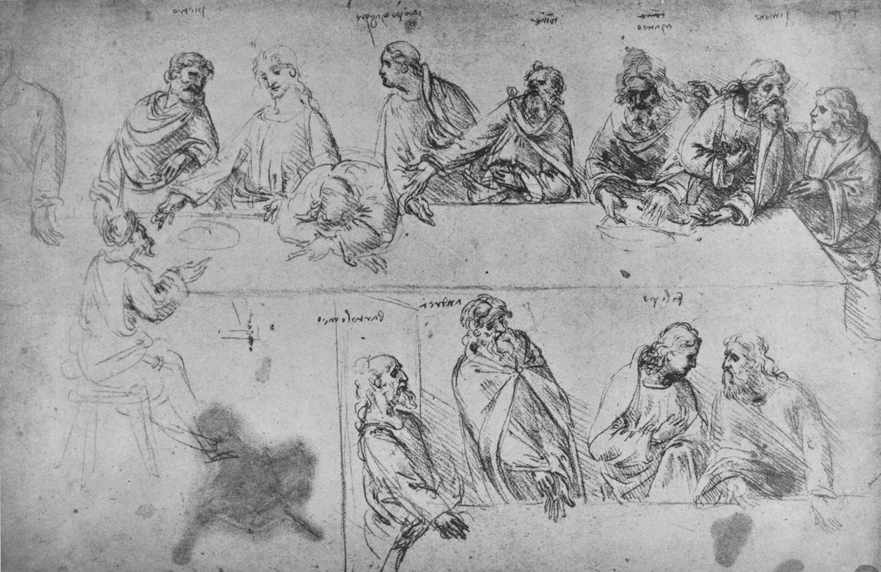 Studie k poslední večeři, c1480 1945 od Leonardo da Vinci