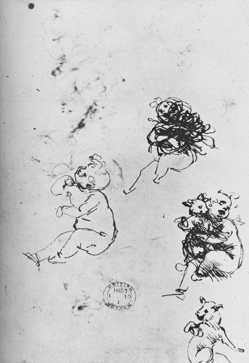 Studie o dětech a kočkách, 1478-1481 1945 od Leonardo da Vinci