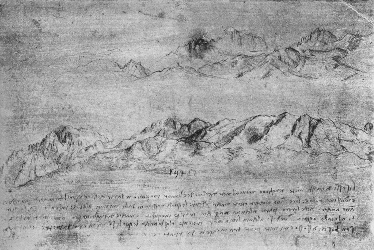 Studie pohoří, c1480 1945 od Leonardo da Vinci