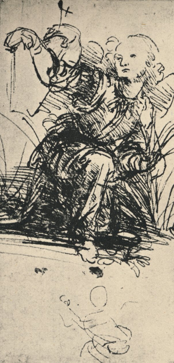 Studie klečícího anděla, c1467-1519 1945 od Leonardo da Vinci
