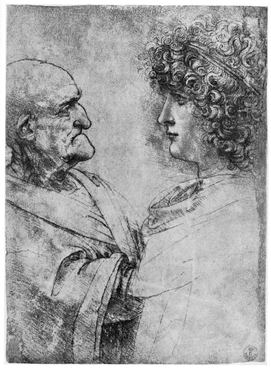 Studie hlav, c1500 1954 od Leonardo da Vinci