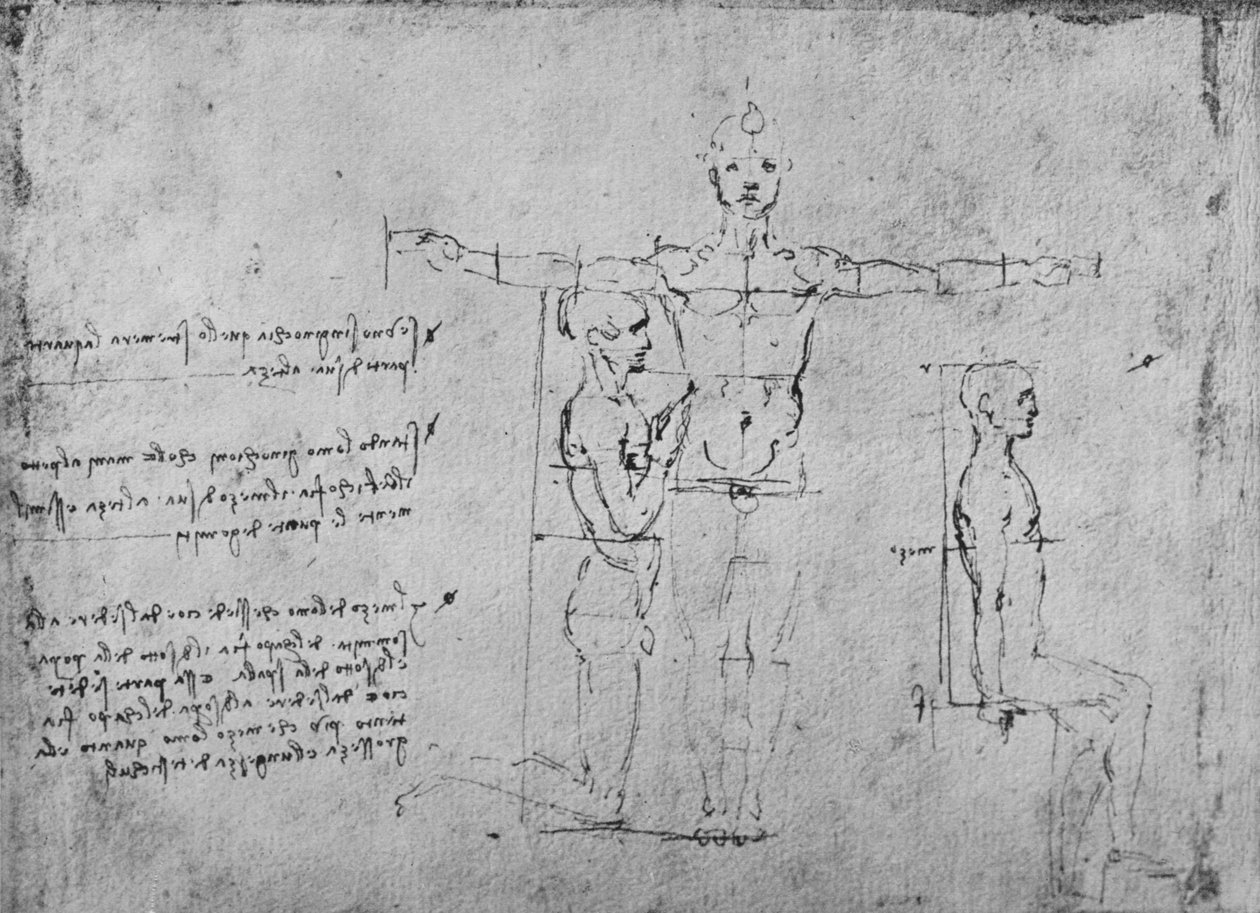Studie o proporcích tří obrazců, c1480 1945 od Leonardo da Vinci