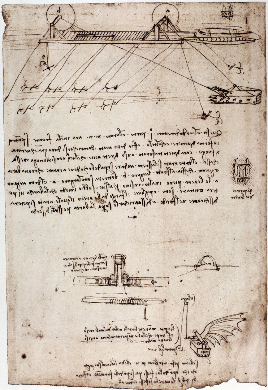 Studie pro námořní bagr od Leonarda de Vinci (Leonardo da Vinci) (1452 - 1519). Kresba perem a inkoustem. od Leonardo da Vinci