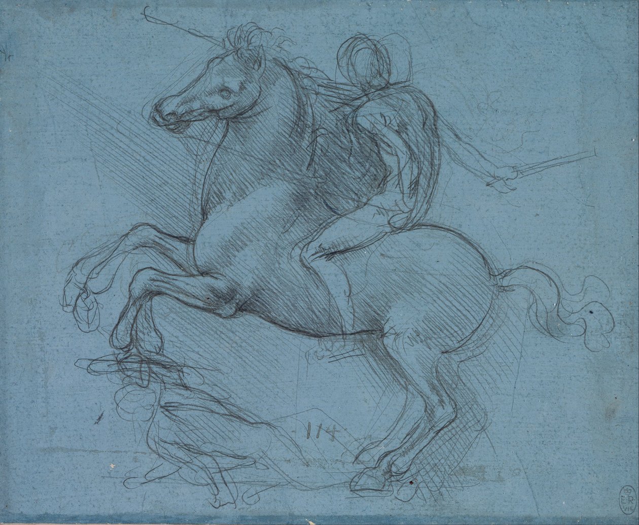 Studie jezdeckého pomníku (recto) od Leonardo da Vinci