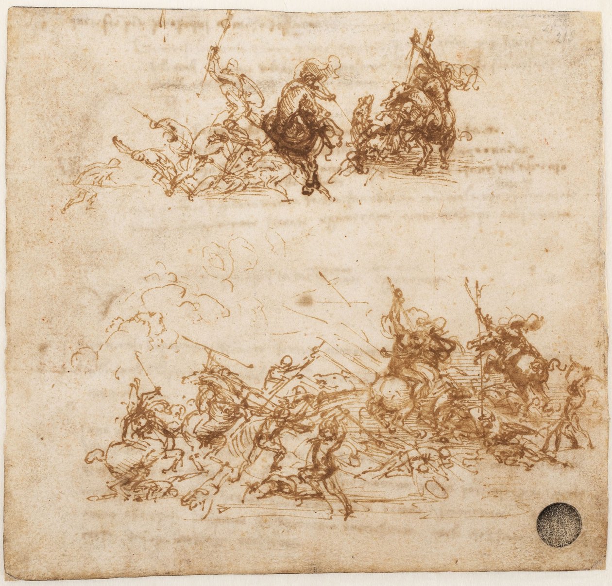 Studie pro bitvu u Anghiari, cca 1503-1504. od Leonardo da Vinci