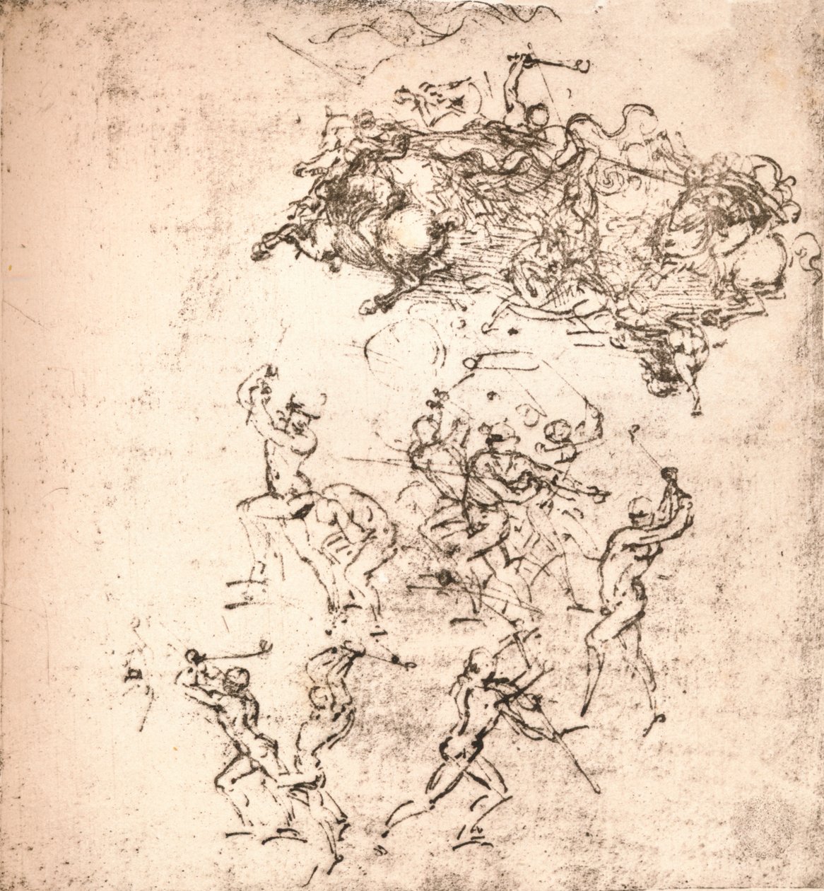 Studie ke karikatuře bitvy u Anghiari, c1472-c1505 1883 od Leonardo da Vinci