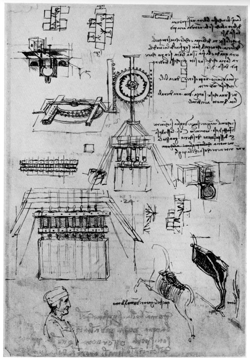 Studie k odlití pomníku Sforza, c1493 1954 od Leonardo da Vinci