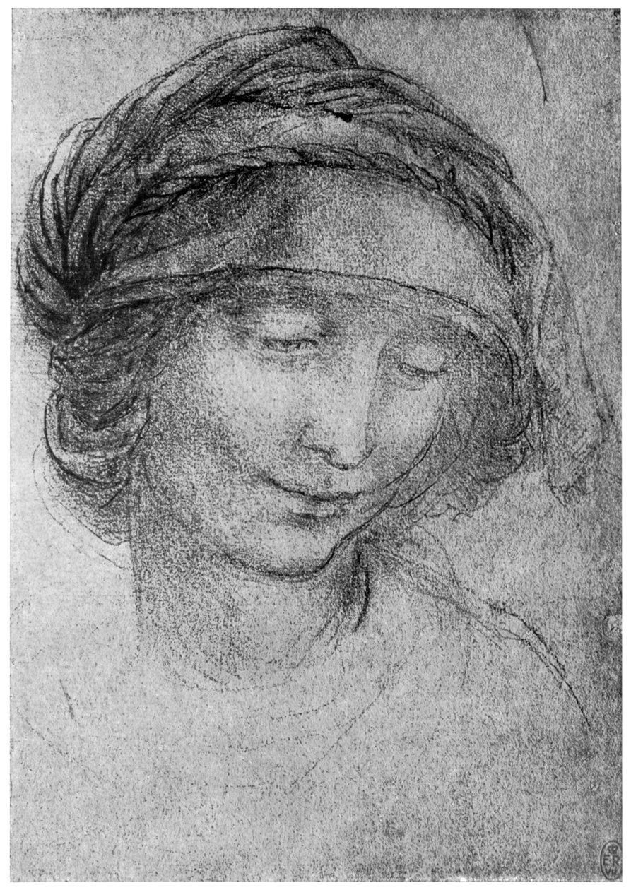 Studie pro hlavu svaté Anny, c1508 1954 od Leonardo da Vinci
