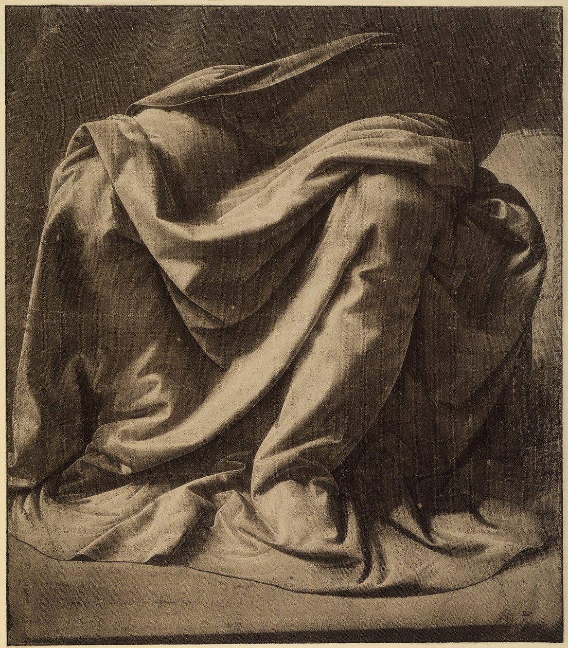 Studie pro plášť Panny Marie ve Zvěstování dnes sídlící v Uffizi; akvarel a černá zvýrazněná bílou na velmi jemném plátně od Leonarda da Vinciho. Louvre, Paříž od Leonardo da Vinci