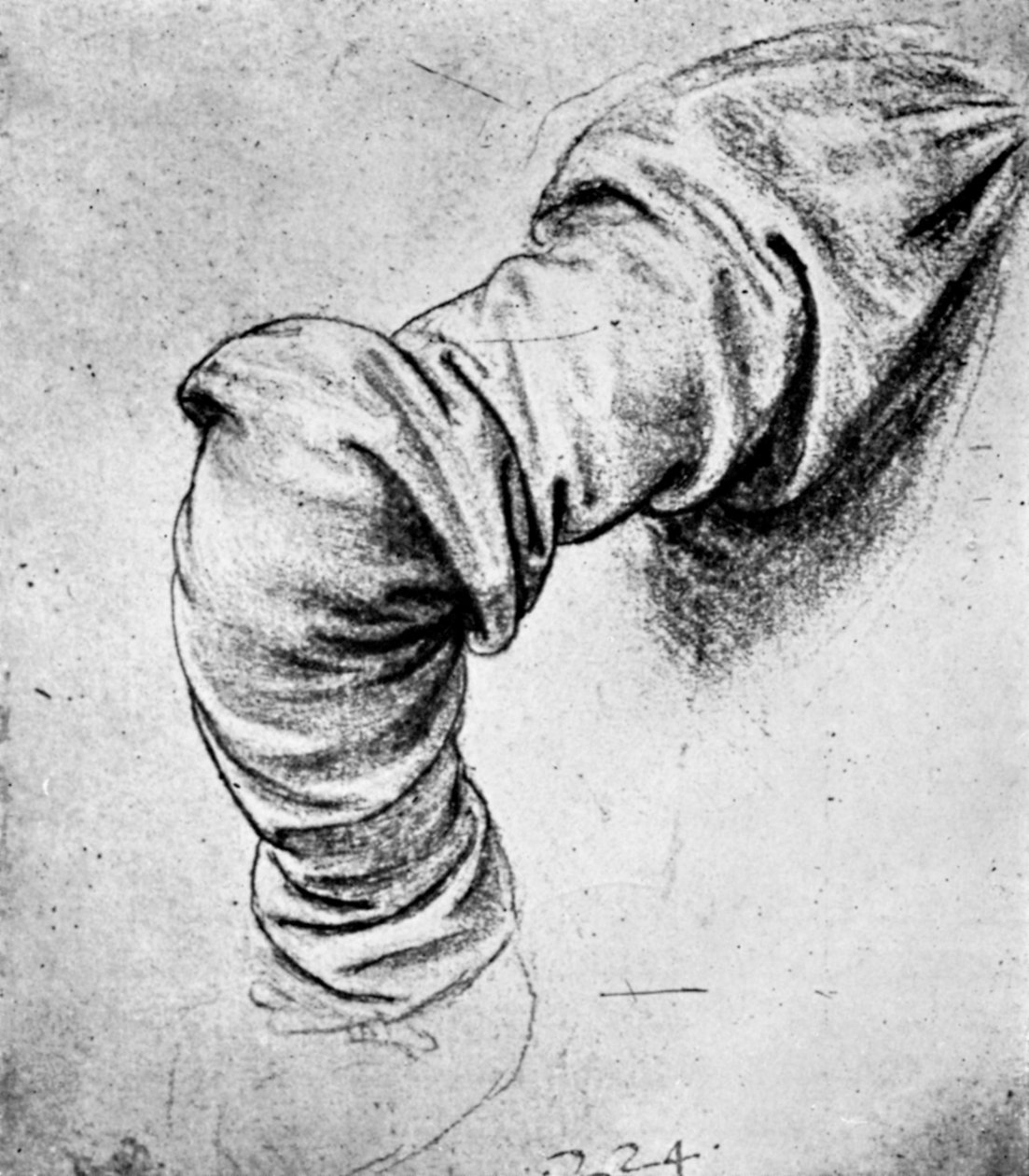 Studie pro rukáv pravé paže svatého Petra, 15. století 1930. od Leonardo da Vinci
