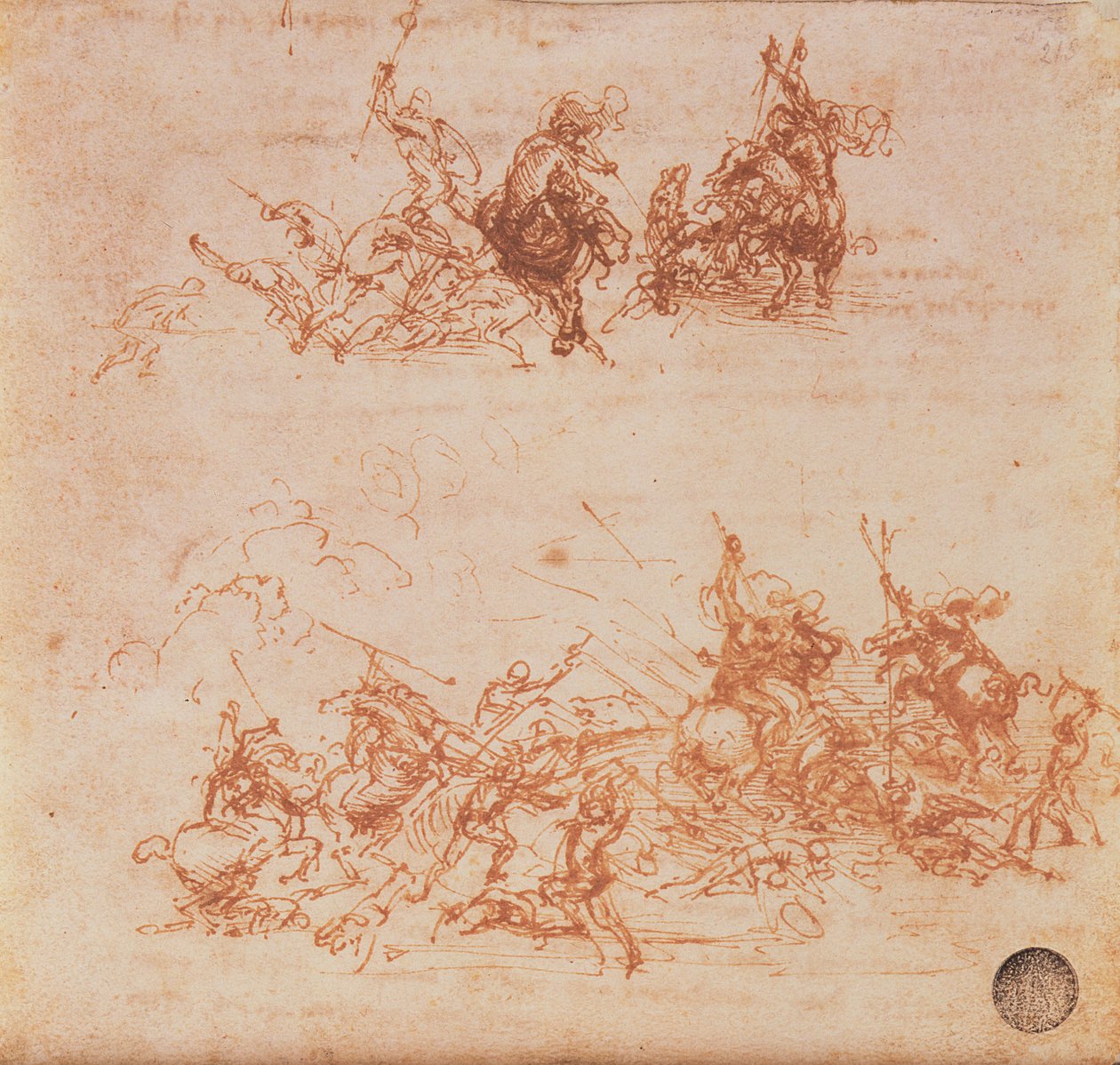Studie o jezdcích v boji a pěších vojácích, 1503 od Leonardo da Vinci
