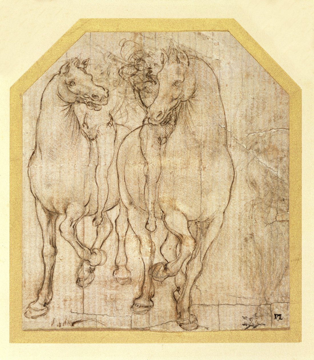 Study of Horses and Riders, c.1480 (kovová jehla na papíře) od Leonardo da Vinci