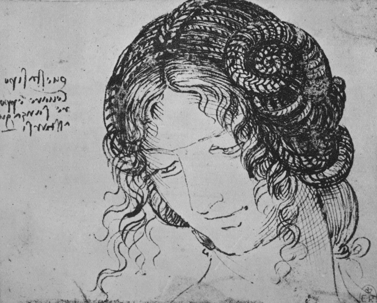 Study of a Womans Braided Hair, c1480 1945 od Leonardo da Vinci