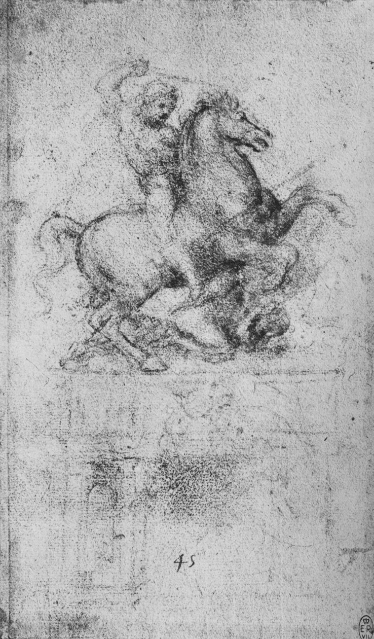 Studie o jezdeckém památníku, c1480 1945 od Leonardo da Vinci
