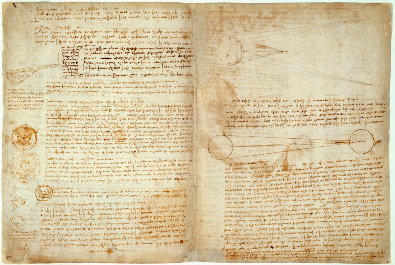 The Codex Hammer nebo Codex Leicester, strany 48-51, 1508-12 od Leonardo da Vinci