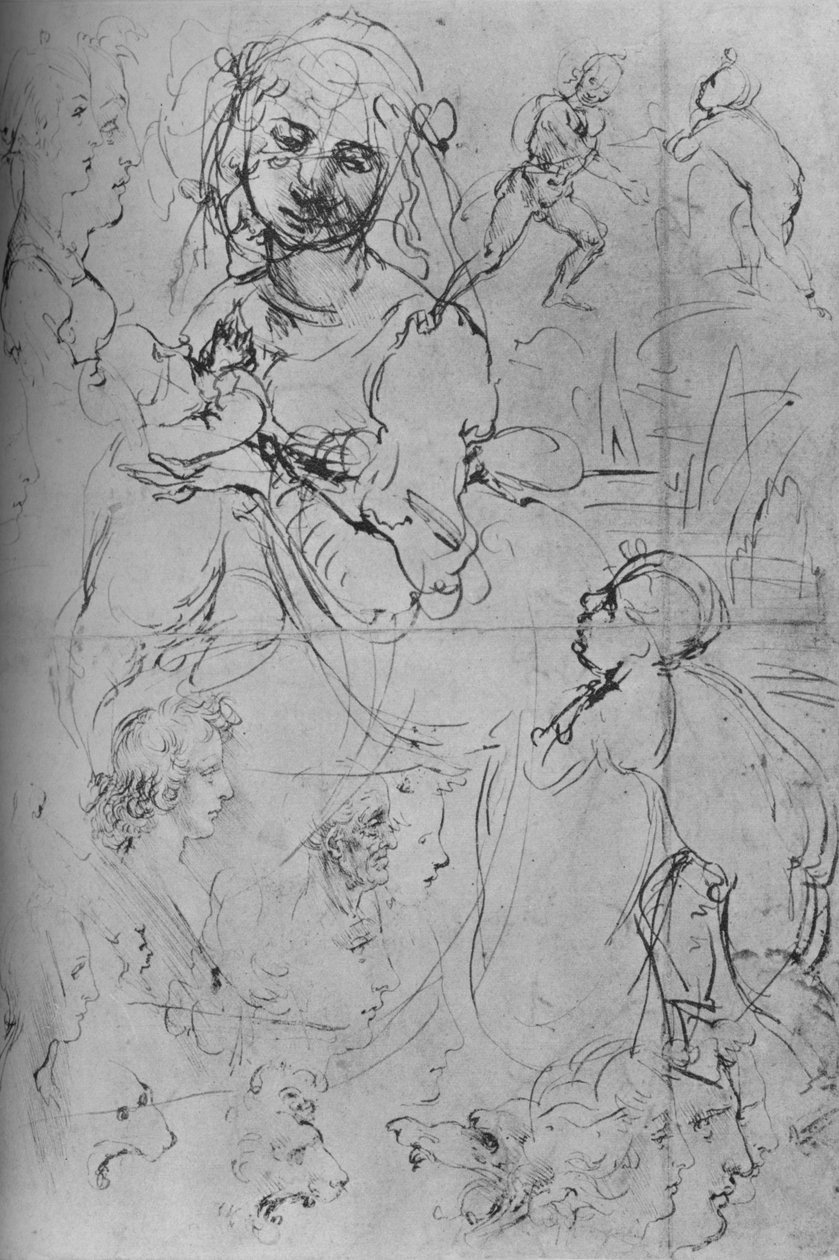 The Madonna and Child and other Studies, c1469 1945 od Leonardo da Vinci