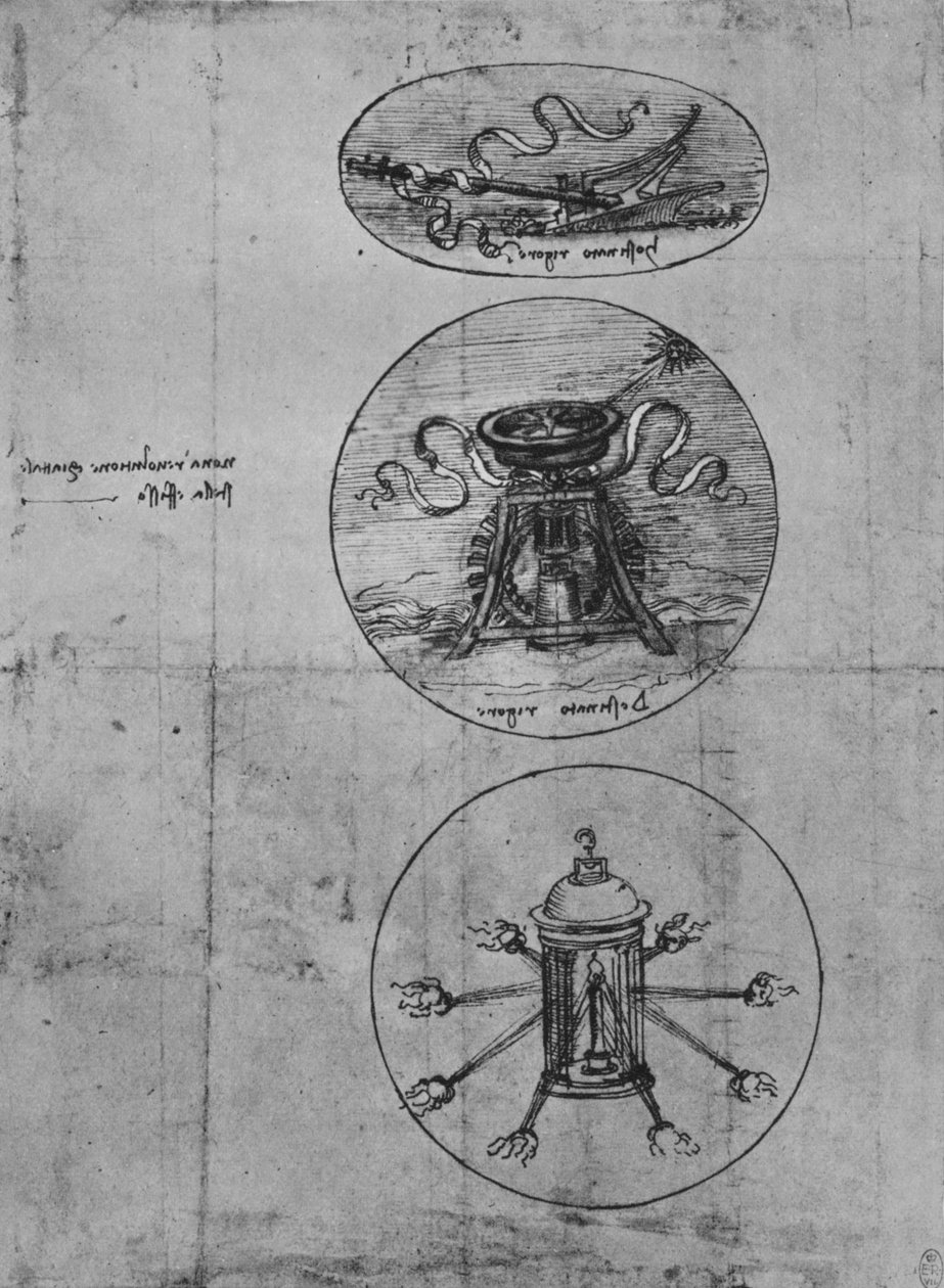 Tři emblémy, c1480 1945 od Leonardo da Vinci