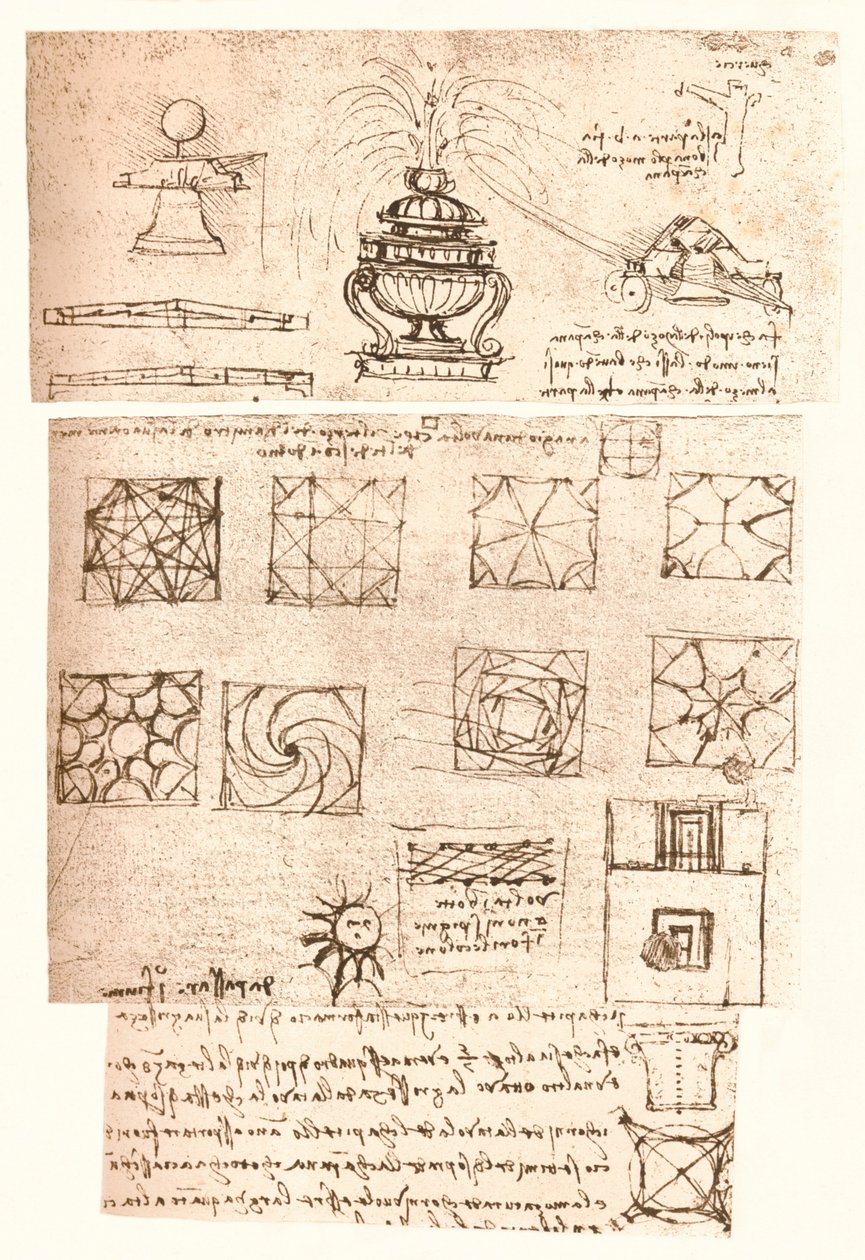 Tři architektonické kresby, c1472-c1519 1883 od Leonardo da Vinci