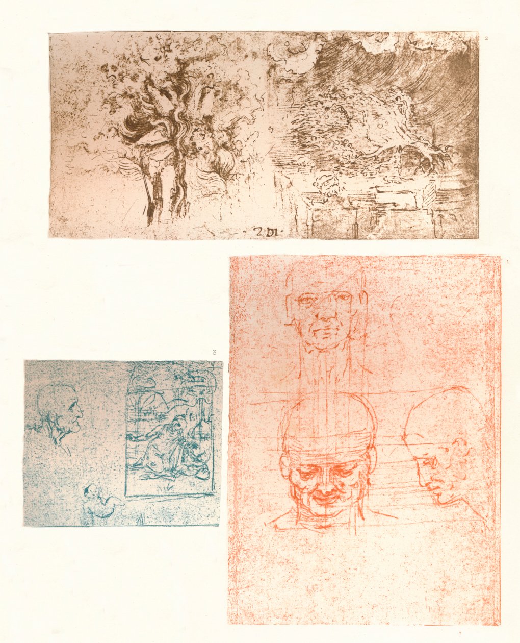 Tři kresby, c1472-c1519 1883 od Leonardo da Vinci
