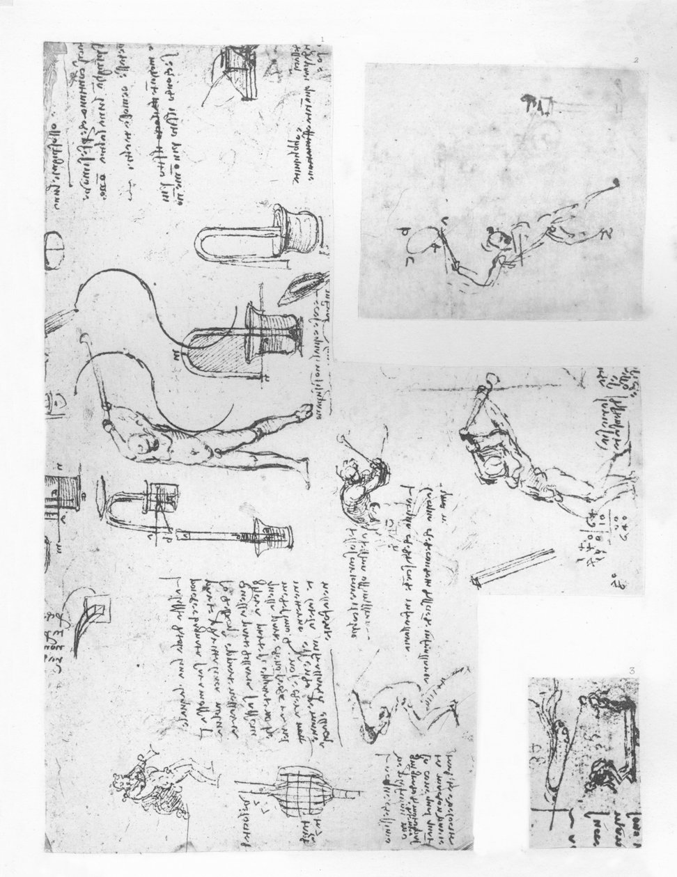 Tři kresby ilustrující teorii pohybů lidské postavy, c1472-c1519 1883 od Leonardo da Vinci