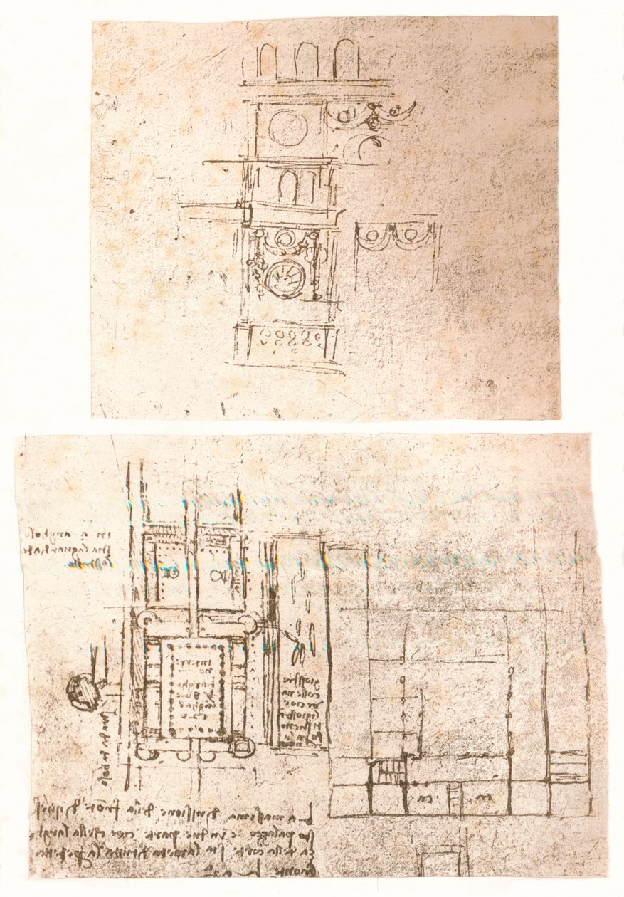 Dva architektonické kresby, c1472-c1519 1883 od Leonardo da Vinci