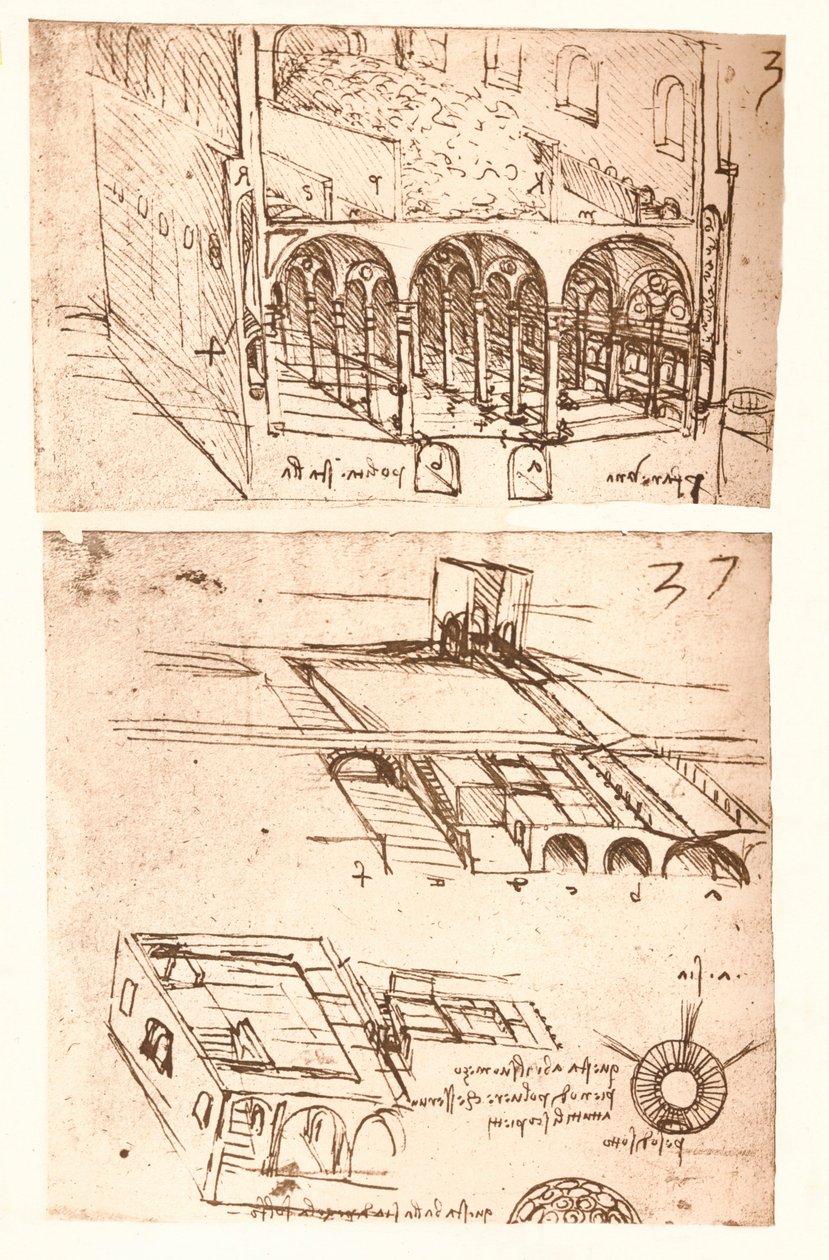 Dva architektonické kresby, c1472-c1519 1883 od Leonardo da Vinci