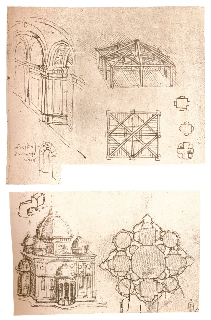 Dva architektonické kresby, c1472-c1519 1883 od Leonardo da Vinci