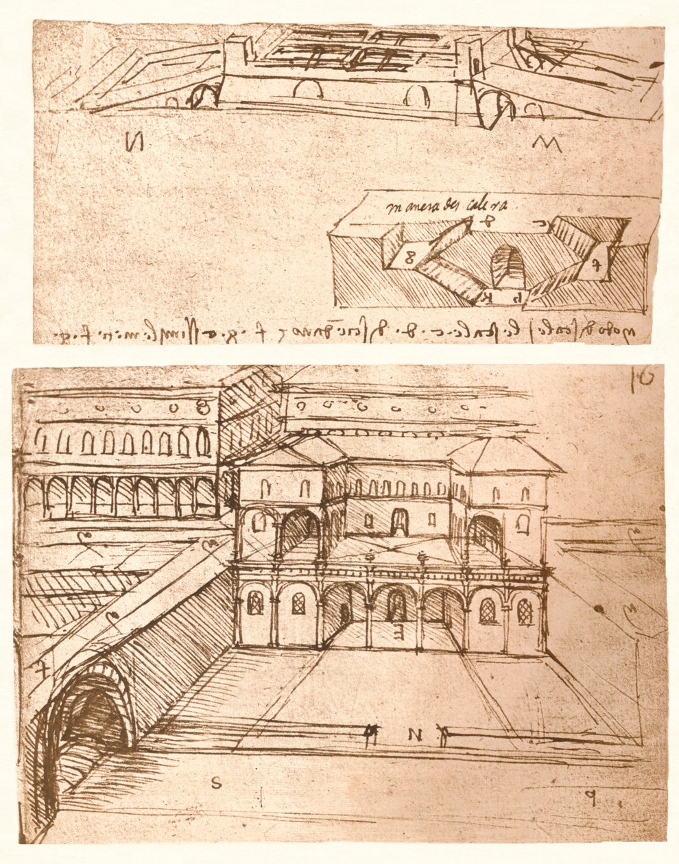 Dva výkresy plánů měst, c1472-c1519 1883 od Leonardo da Vinci