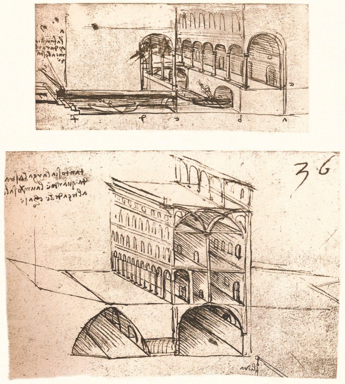 Dva plány kanálů ve městě, c1472-c1519 1883 od Leonardo da Vinci