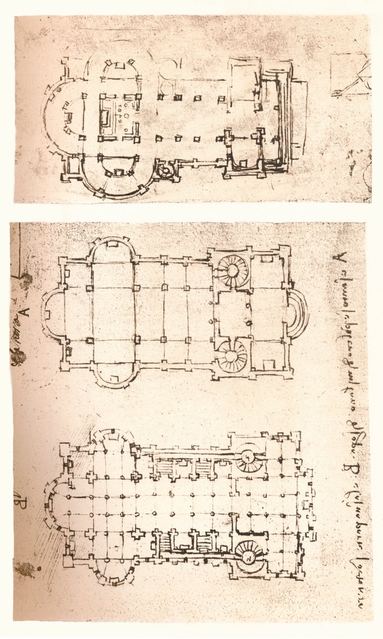 Dva plány kostelů, c1472-c1519 1883 od Leonardo da Vinci