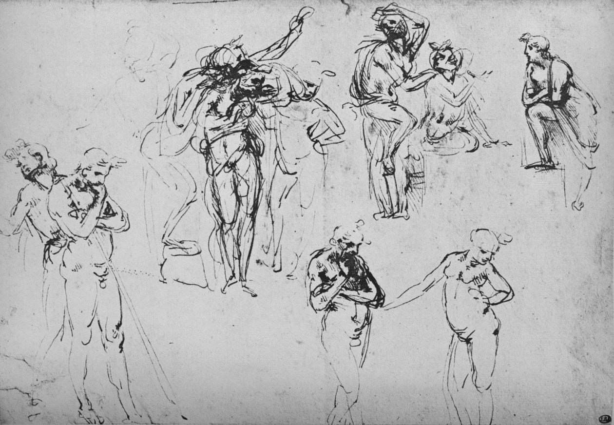 Různé skupiny a jednotlivé figury, c1480 1945 od Leonardo da Vinci