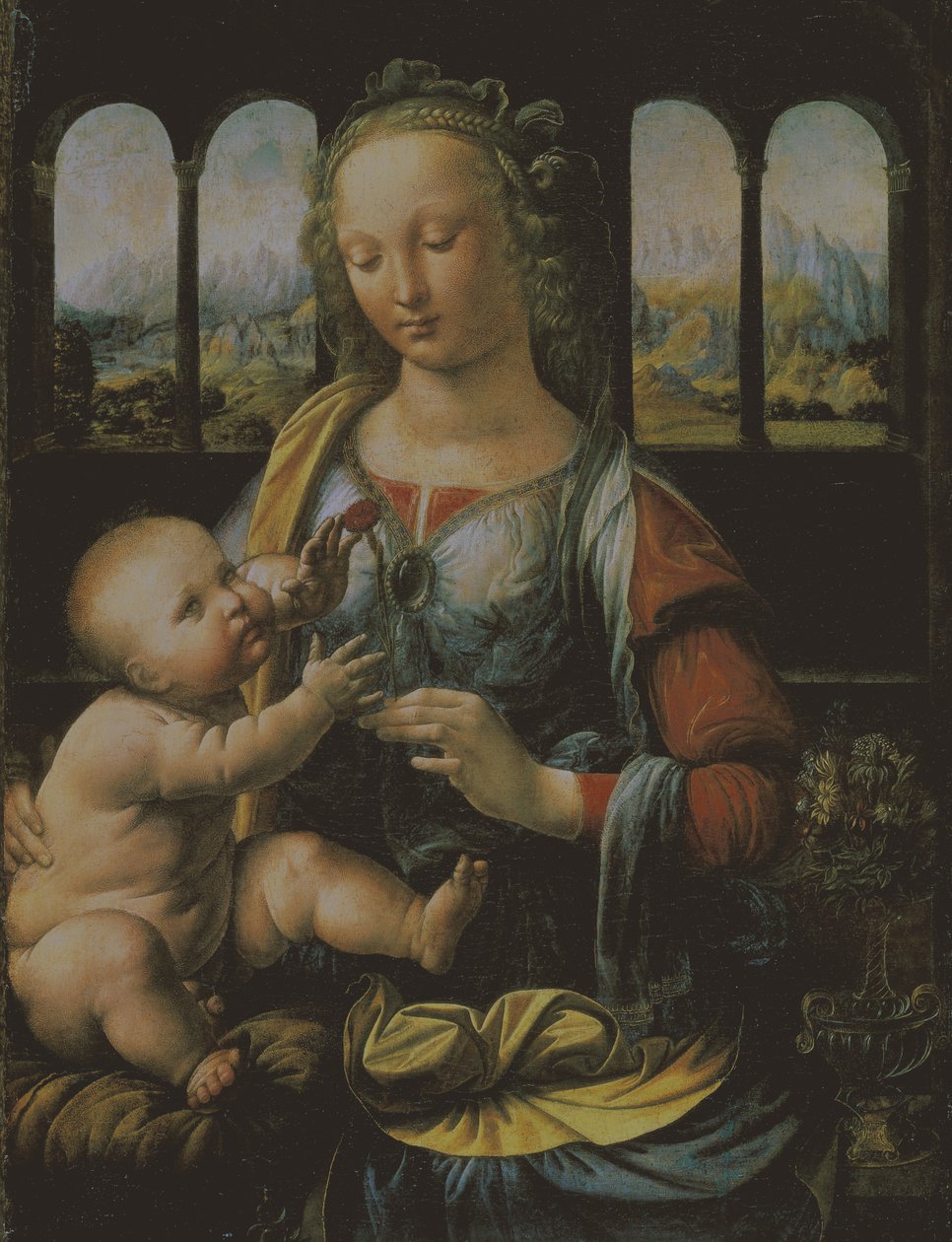 Panna a dítě, kolem 1473 (olej na desce) od Leonardo da Vinci