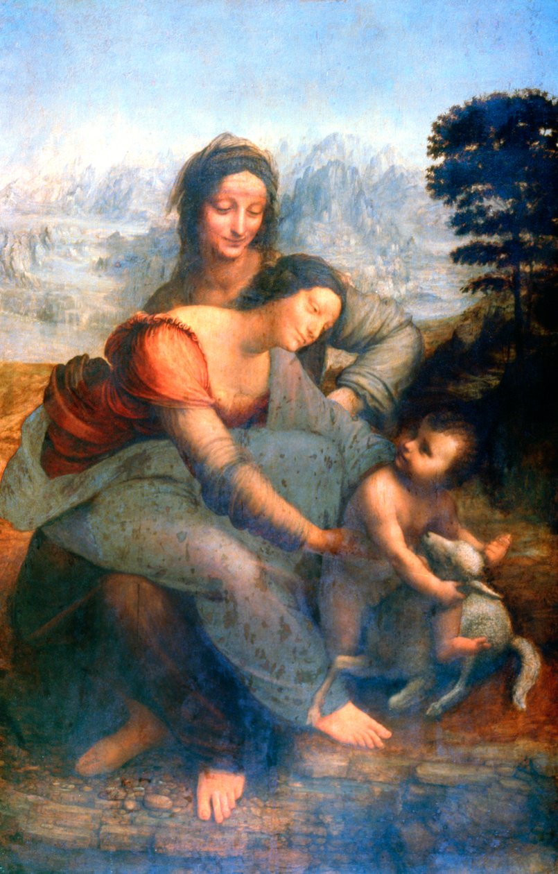 Panna a dítě se svatou Annou, 1502-1516 od Leonardo da Vinci