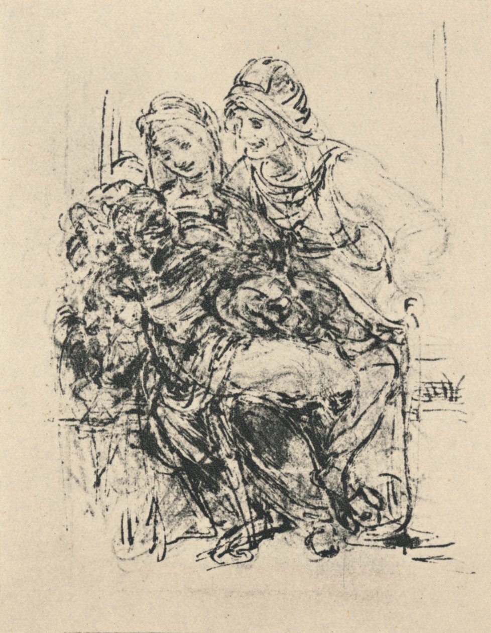 Panna a dítě se svatou Annou, c1480 1945 od Leonardo da Vinci
