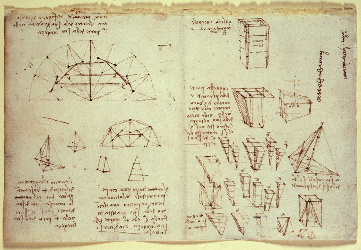 zápisník Leonarda da Vinci, zobrazující diagramy geometrických tvarů od Leonardo da Vinci