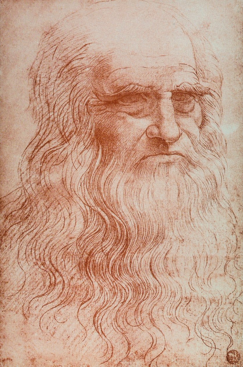 Portrét Leonarda da Vinci, kopie Autoportrétu Leonarda da Vinci, sangvinik, Galerie Accademia, Benátky od Leonardo da after Vinci