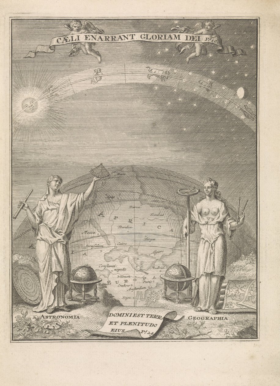 Astronomie a geografie s měřicími přístroji Caeli anarrant Gloriam dei Ps.10 (název na objektu) Titulní strana pro: 