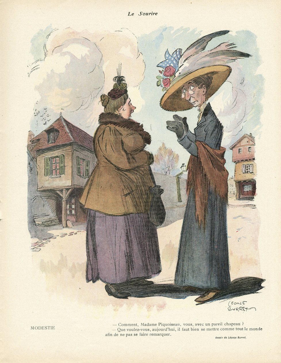 Ilustrace Leonce Burreta (1865-1915) v Le Smile, no. 19, 08/05/13 - Móda, klobouk od Leonce Burret
