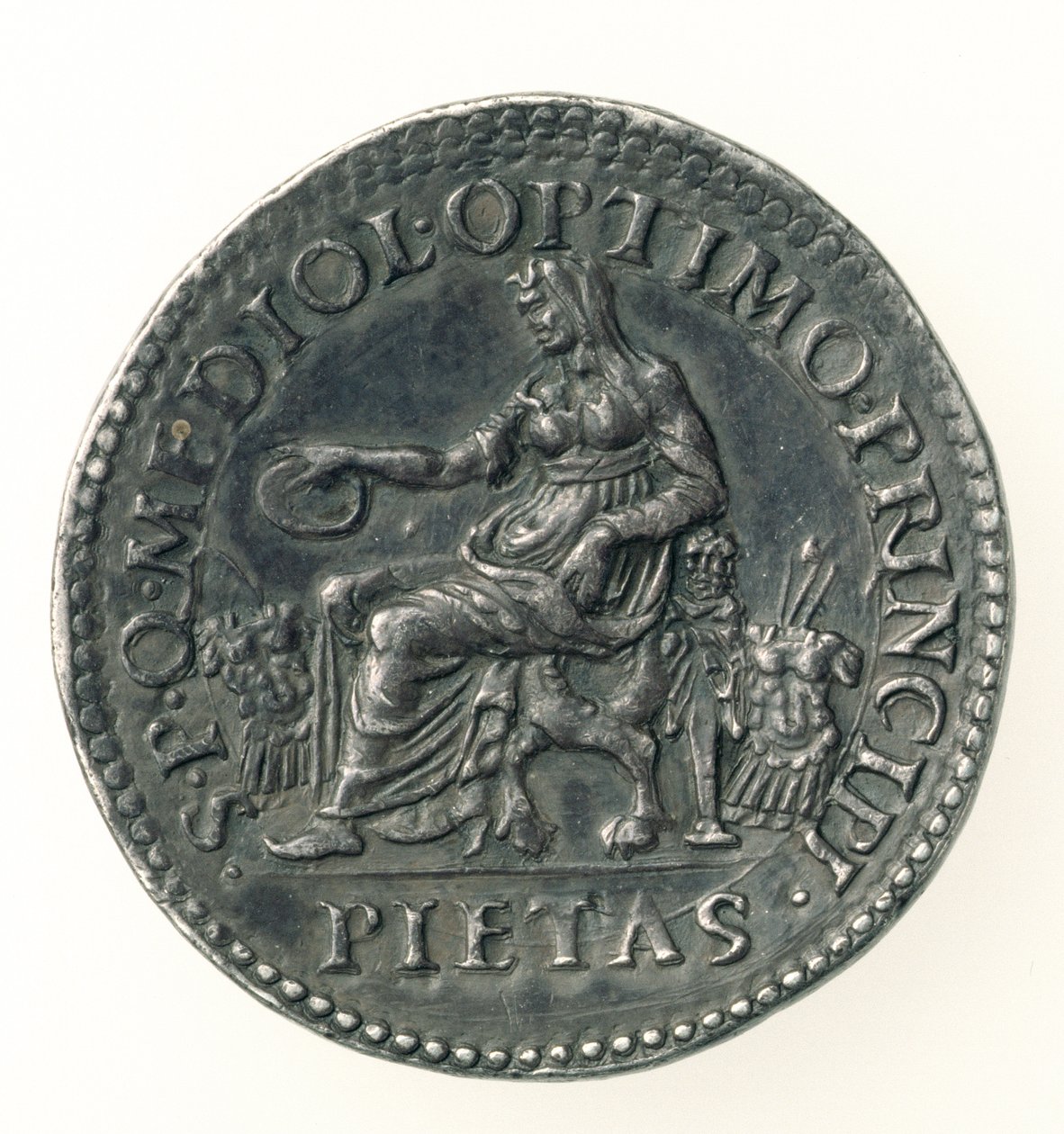 Testone of Charles V (1500-58) vévoda z Milána, rytý Dye, 1535-56 (revers) (stříbro) (pro avers viz 168054) od Leone Leoni