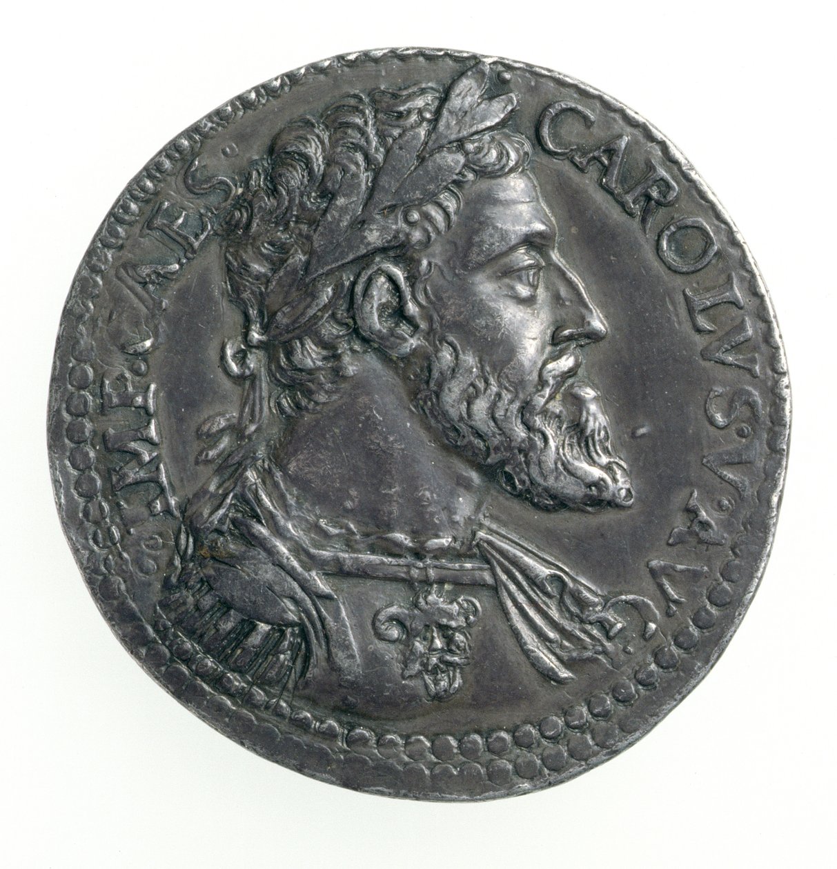 Testone of Charles V (1500-58) vévoda z Milána, rytý Dye, 1535-56 (avers) (stříbro) (revers viz 168055) od Leone Leoni