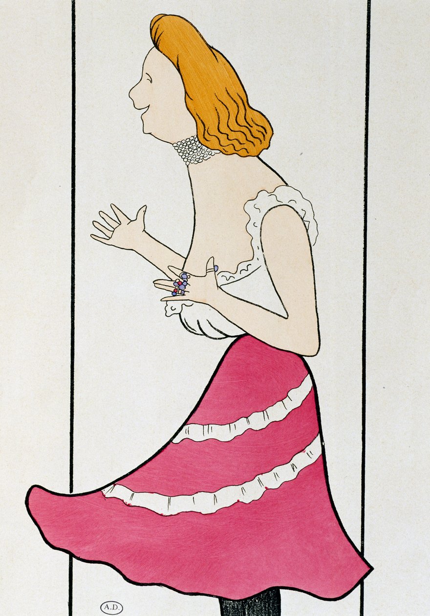 Herečka Mademoiselle Cassive ve filmu La Dame de Chez Maxim od Georgese Feydeaua (1862-1921), karikatura z roku 1899 od Leonetta Cappiella (1875-1942) od Leonetto Cappiello